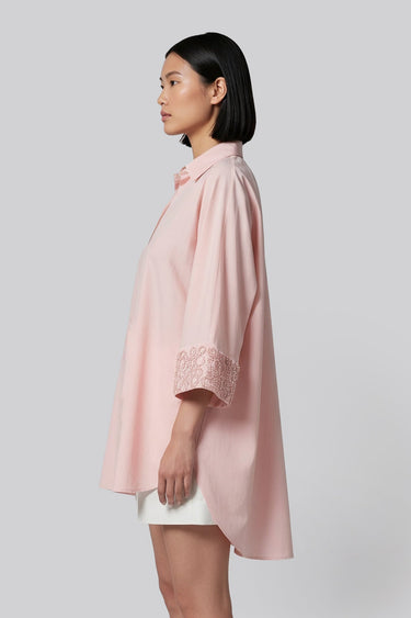 Rose Pink Embroidered Relaxed Shirt