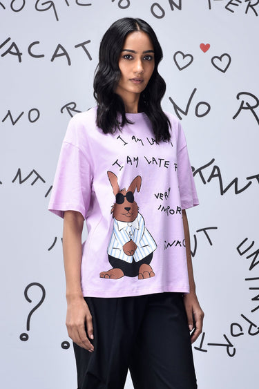 Regular Fit Rabbit T-Shirt - Smoothie Pink
