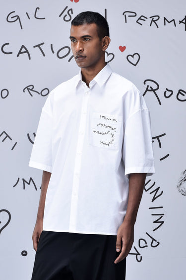 Cotton Rabbit Sticker Oversized Shirt