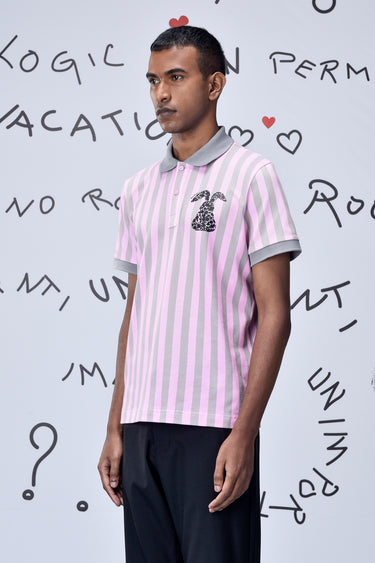 Grey-Pink Cotton Piqué Polo