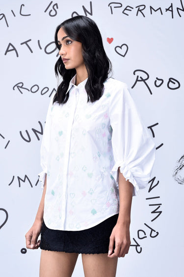 Beard Embroidery Regular Fit Top - White