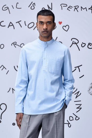 Solid Regular Fit Shirt-Light Blue