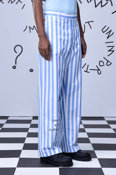 Chess Board Striped Relaxed Fit Trousers