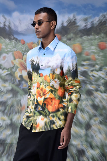 Garden Print Poplin Regular Fit Shirt