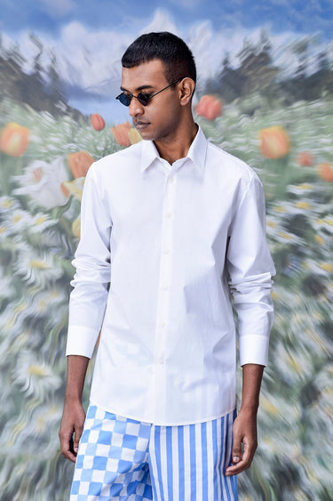Cotton Poplin Regular Fit Shirt- White