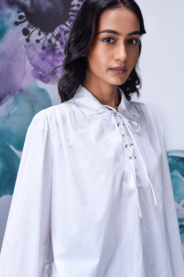 Malmal Lace up Relax Fit Top- White