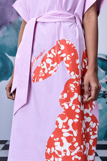 Rabbit Texture Relax Fit Dress- Smoothie Pink