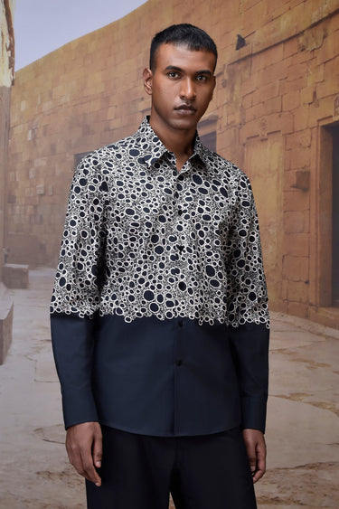 Printed Giza Cotton Shirt - Black