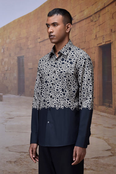 Printed Giza Cotton Shirt - Black