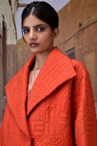 Coquelicot Quilted Silk Viscose Jacket