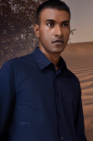Classic Giza Poplin Shirt - Navy