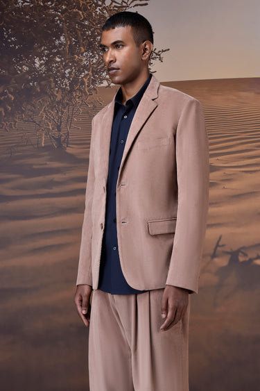 Tailored Warm Beige Corduroy Jacket