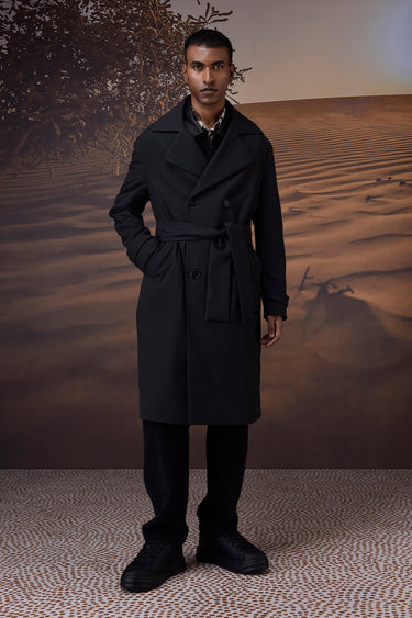 Charcoal Poly Felt Trench Coat