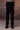 Classic Black Corduroy Trousers with Leather Detail