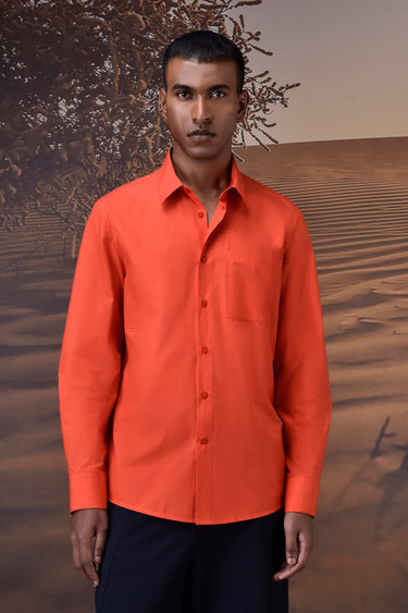 Classic Giza Poplin Shirt - Coquelicot Red
