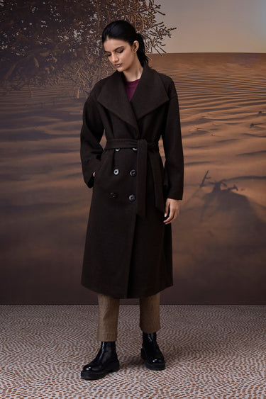 Chocolate Brown Double-Layer Fleece Overcoat