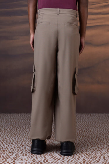Warm Beige Poly Viscose Lycra Cargo