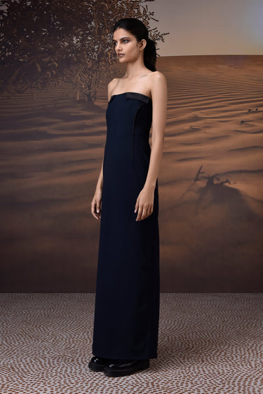 Strapless Satin Panelled Dress