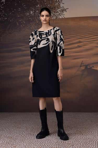 Monochrome Brushstroke Dress