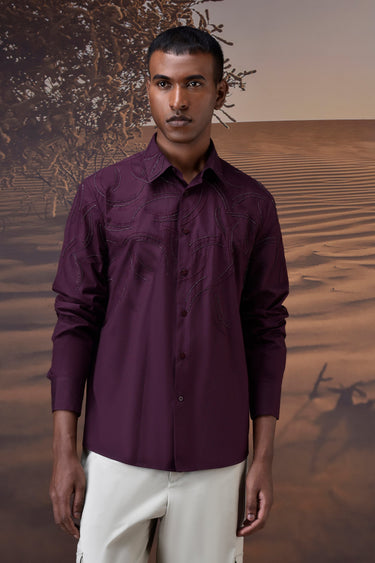 Embroidered Cherry Lacquer Poplin Shirt