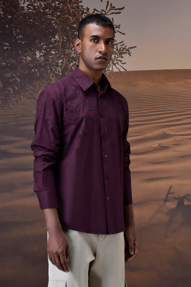 Embroidered Cherry Lacquer Poplin Shirt