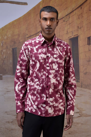 Cherry Lacquer Brushstroke Print Shirt