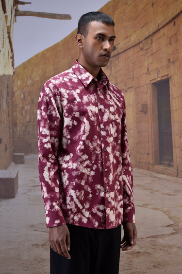 Cherry Lacquer Brushstroke Print Shirt
