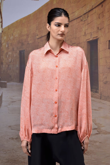Warm Beige Printed Relaxed Shirt