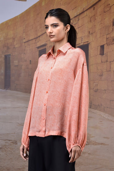 Warm Beige Printed Relaxed Shirt