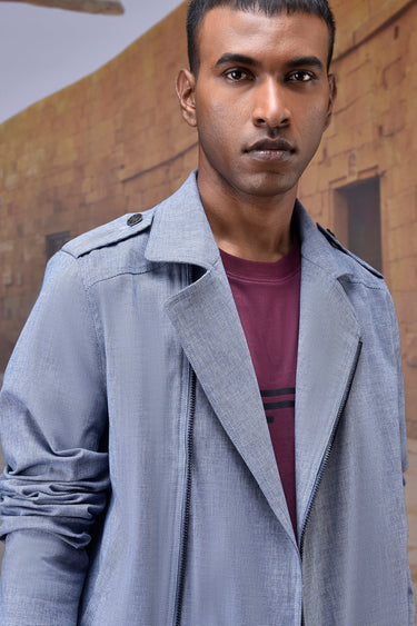 Structured Grey Moto-Collar Jacket