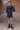Navy Embroidered Cotton Poplin Tie-Waist Dress