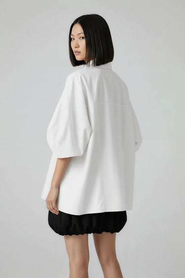 White Embroidered Oversized Shirt