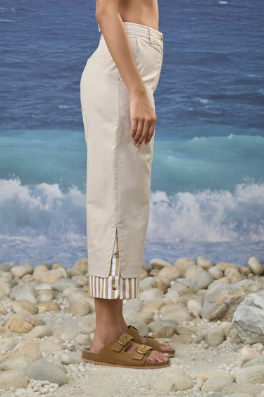 Beige Premium Cotton Lycra Relaxed Fit Culottes