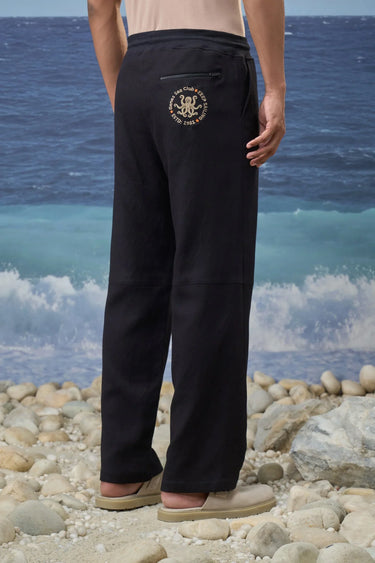 Black Premium Cotton Jacquard Lycra Relaxed-Fit Trousers