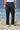 Black poly viscose trousers for men with straight-leg design