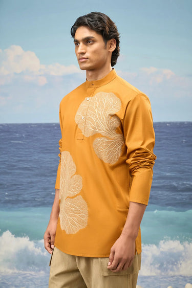 Caramel Premium Cotton Poplin Embroidered Kurta
