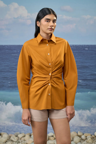 Caramel Premium Cotton Poplin Relaxed Shirt
