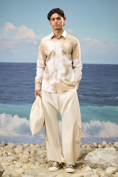 Mastic abstract cloud print cotton shirt for men by Genes Lecoanet Hemant India