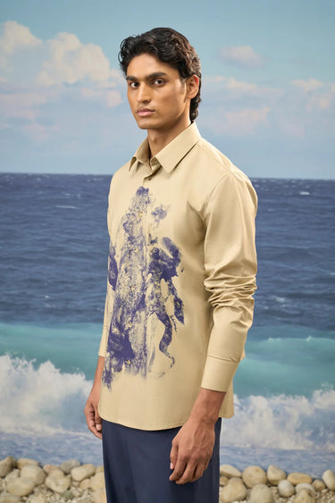 Mastic Premium Cotton Poplin Abstract Print Shirt