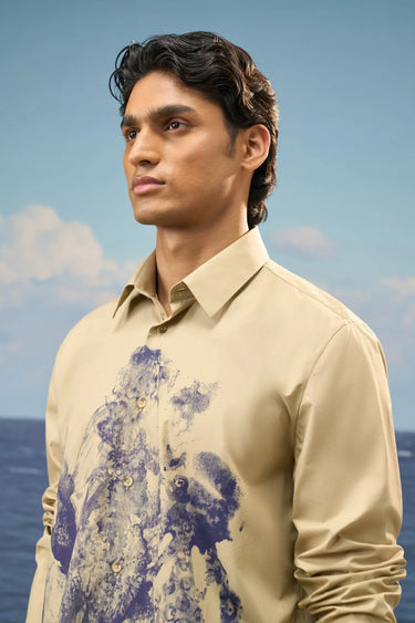 Mastic Premium Cotton Poplin Abstract Print Shirt