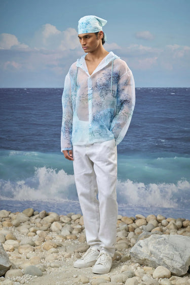 Men's Multicolour Premium Poly Organza Abstract Print Shirt