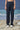 Navy poly viscose trousers for women with straight-leg design