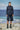 Navy relaxed shirt for women with oversized fit and fluid silhouette