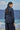 Navy poly wool shirt for women styled for workwear