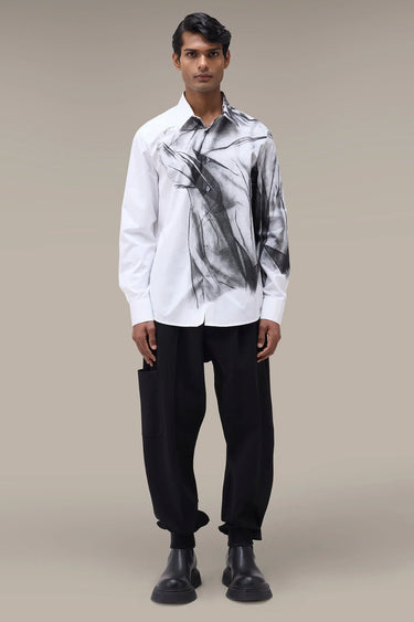 Men's Premium White Printed Giza Cotton Shirt