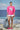 Printed Oversized Top in Premium Cotton Single Jersey - Barbie Pink