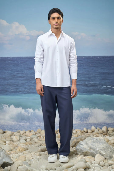 White Premium Cotton Dobby Regular-Fit Shirt