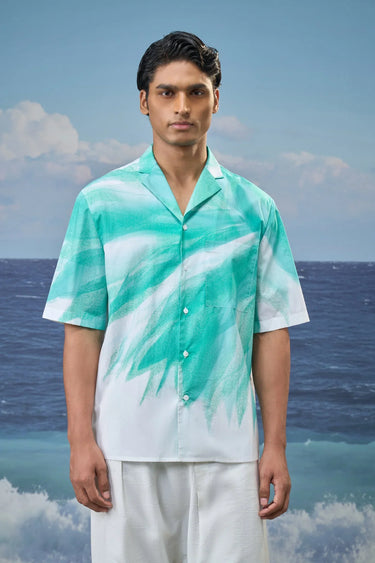 White half sleeve shirt for men with relaxed fit and clean silhouette