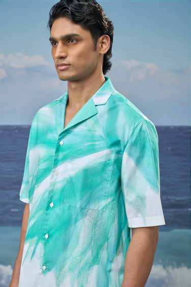 White cotton poplin shirt for men showing breathable crisp fabric texture