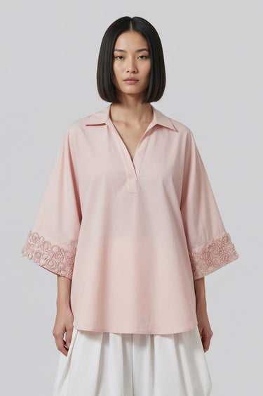 Rose Pink Embroidered Relaxed Shirt